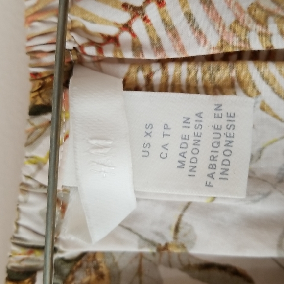 H&M botanical fern ginger poet gypsy jungle blouse - puff sleeve xs - Picture 5 of 6